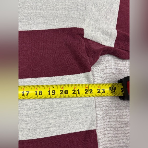 VTG LL Bean Classic Heavyweight Cotton Rugby Stripe Jersey Men L Soft Burgundy - Picture 4 of 12